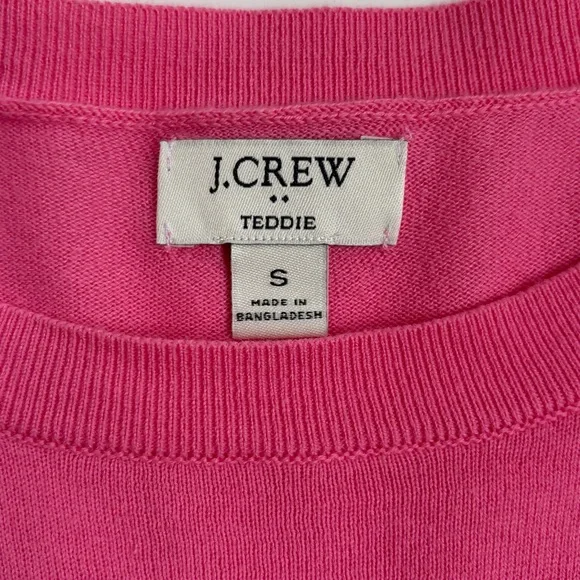 J.Crew Teddie Cotton Crewneck Sweater Pink Size S - Picture 4 of 7
